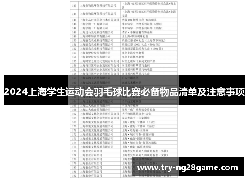 2024上海学生运动会羽毛球比赛必备物品清单及注意事项 2024上海学生运动会羽毛球比赛必备物品清单及注意事项